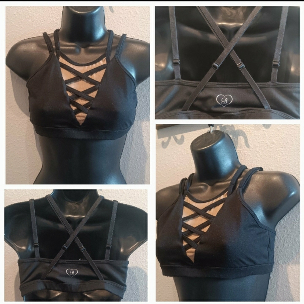 Bombshell Sportswear Rare Bra | Plunge Cross My Heart So Meshed Up Like New